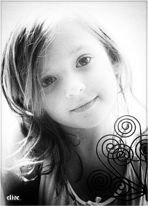 Black and White Grainy Treatment of 6 year old Elise
